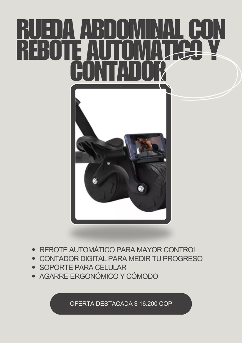 Rueda Abdominal con Rebote Automático y Contador Digital